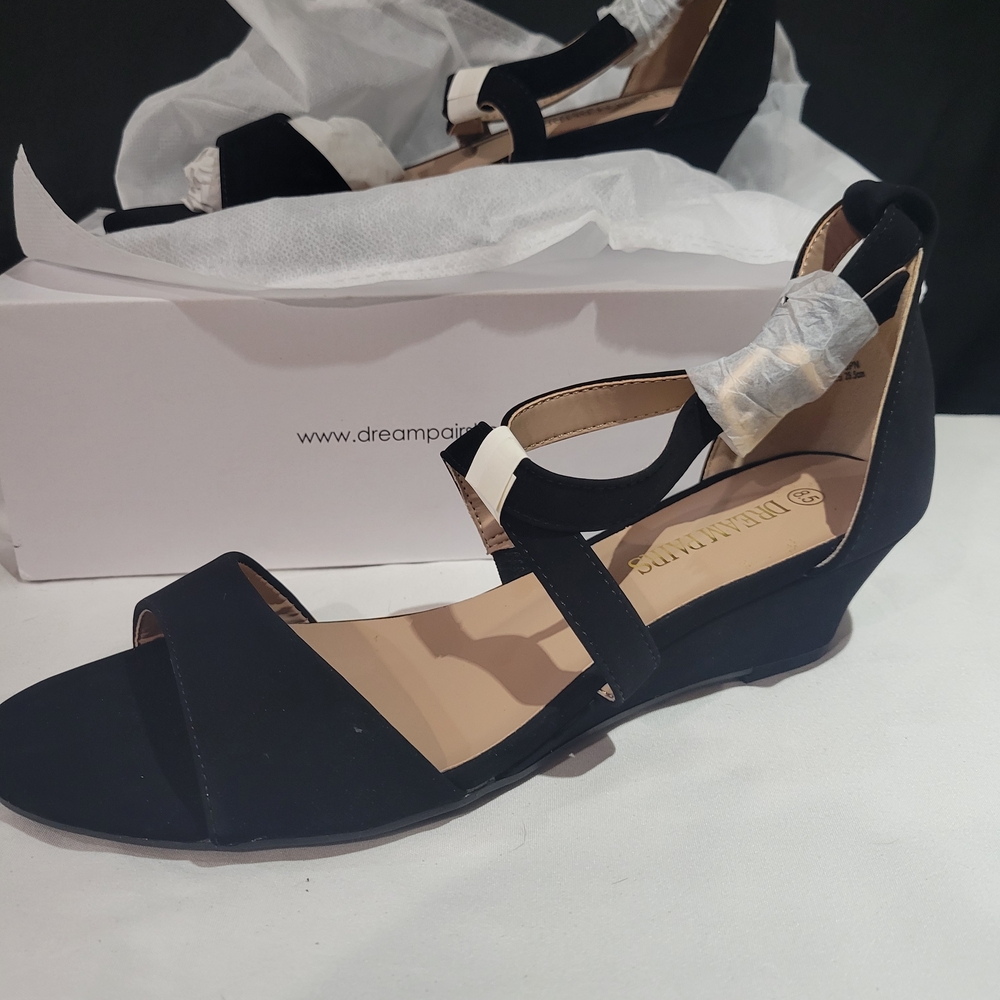Dream Pairs Women's Black Wedge Sandals